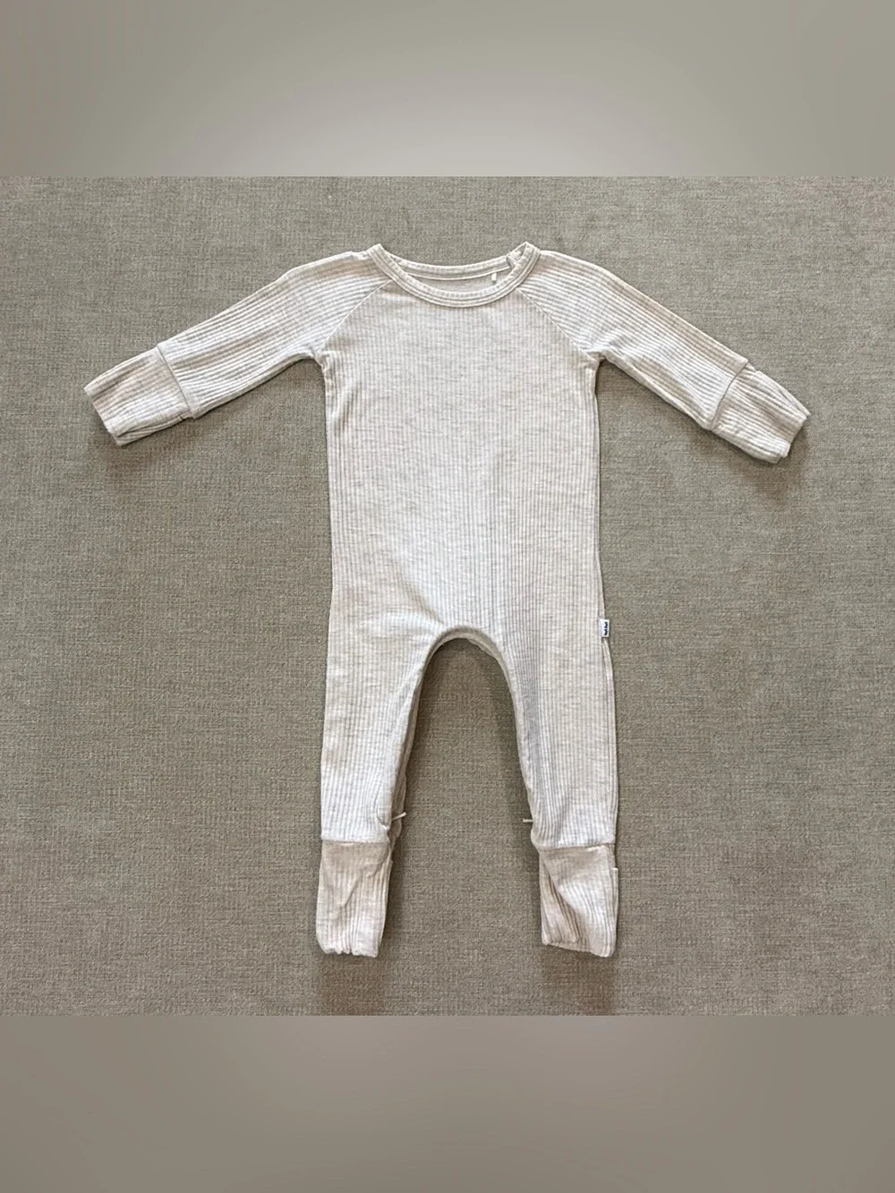 Little Sleepies Heather Oatmeal Ribbed Crescent Zippy Newborn